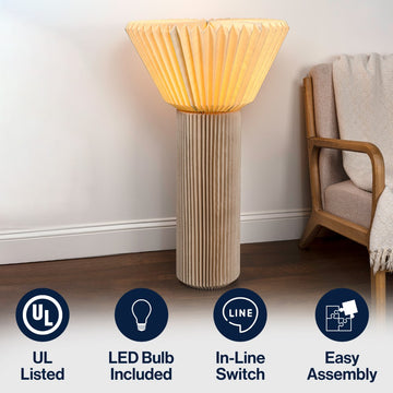 Archer 37" Modern Minimalist Pleated Shade Floor Lamp